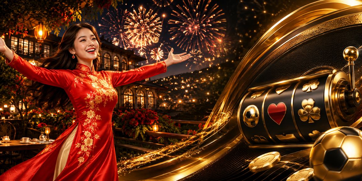 Thiếu nữ mặc áo dài Đà Lạt ngồi chơi slot game trên điện thoại giữa khung cảnh sương mù lãng mạn